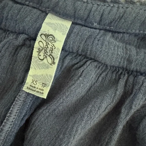 Free People Indigo Smocked Button-Front Peasant Blouse - Picture 6 of 7